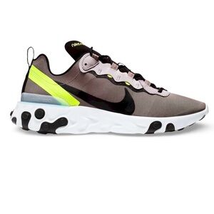 Nike React Element 55 Pumice Volt Neon Green Black Nylon Sneakers 9.5